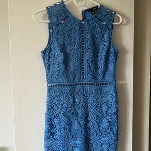 AQUA blue crochet lace mini dress size xs NWOT